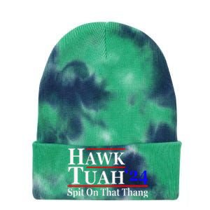 Hawk Tuah Spit On That Thing Presidential Candidate Parody Tie Dye 12in Knit Beanie