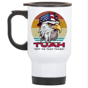 Hawk Tuah Spit On That Thang Hawk Tua Funny Stainless Steel Travel Mug