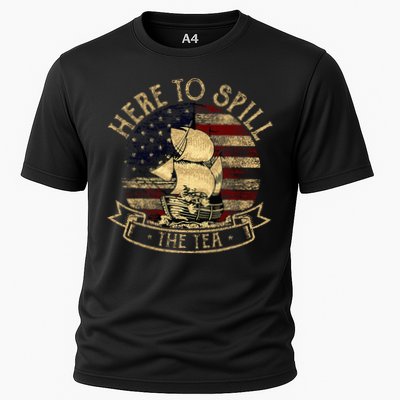 Here To Spill The Tea 4th Of July American Patriotic Vintage Cooling Performance Crew T-Shirt
