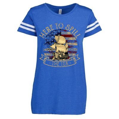 Here To Spill The Tea 4th Of July American Patriotic Vintage Enza Ladies Jersey Football T-Shirt