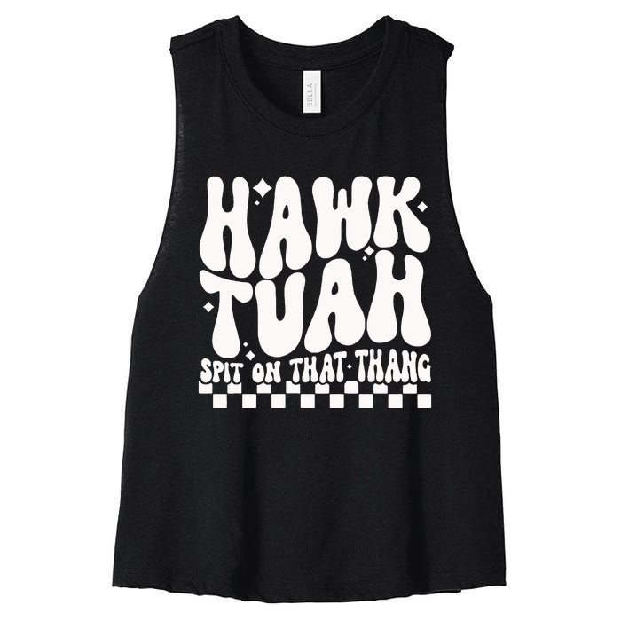 Hawk Tuah Spit On That Thing Women's Racerback Cropped Tank