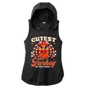 Happy Thanksgiving Shirts Girl Cutest Turkey At The Tables Ladies PosiCharge Tri-Blend Wicking Draft Hoodie Tank