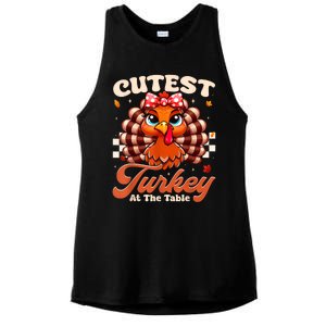 Happy Thanksgiving Shirts Girl Cutest Turkey At The Tables Ladies PosiCharge Tri-Blend Wicking Tank