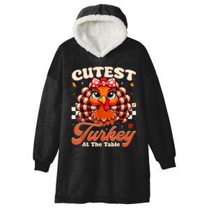 Happy Thanksgiving Shirts Girl Cutest Turkey At The Tables Hooded Wearable Blanket