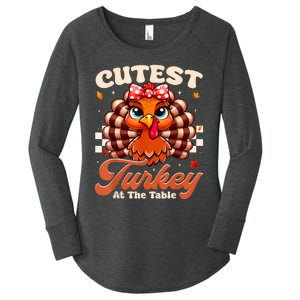 Happy Thanksgiving Shirts Girl Cutest Turkey At The Tables Women's Perfect Tri Tunic Long Sleeve Shirt