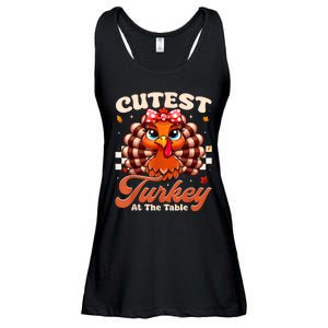 Happy Thanksgiving Shirts Girl Cutest Turkey At The Tables Ladies Essential Flowy Tank