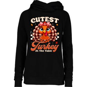 Happy Thanksgiving Shirts Girl Cutest Turkey At The Tables Womens Funnel Neck Pullover Hood