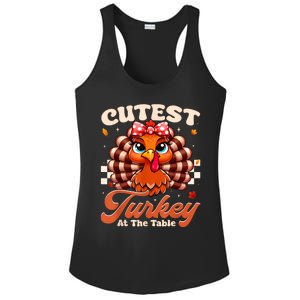 Happy Thanksgiving Shirts Girl Cutest Turkey At The Tables Ladies PosiCharge Competitor Racerback Tank