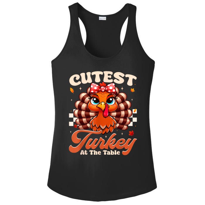 Happy Thanksgiving Shirts Girl Cutest Turkey At The Tables Ladies PosiCharge Competitor Racerback Tank