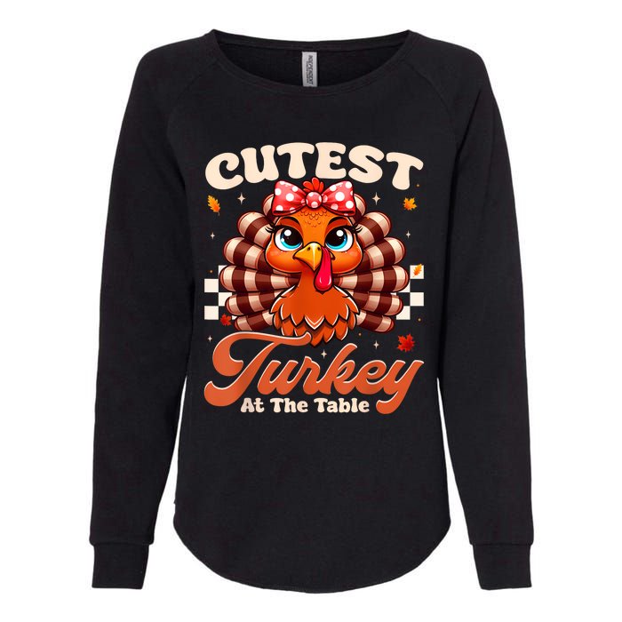 Happy Thanksgiving Shirts Girl Cutest Turkey At The Tables Womens California Wash Sweatshirt