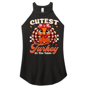 Happy Thanksgiving Shirts Girl Cutest Turkey At The Tables Women's Perfect Tri Rocker Tank