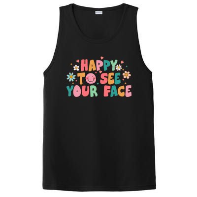 Happy To See Your Face First Day Of School Teacher Flower PosiCharge Competitor Tank