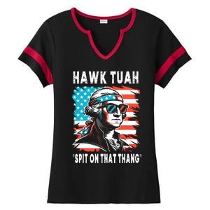 Hawk Tush Spit On That Thing Funny Georg Washington July 4th Ladies Halftime Notch Neck Tee