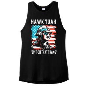 Hawk Tush Spit On That Thing Funny Georg Washington July 4th Ladies PosiCharge Tri-Blend Wicking Tank