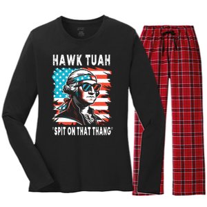 Hawk Tush Spit On That Thing Funny Georg Washington July 4th Women's Long Sleeve Flannel Pajama Set 