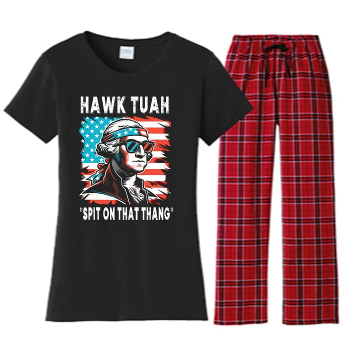 Hawk Tush Spit On That Thing Funny Georg Washington July 4th Women's Flannel Pajama Set