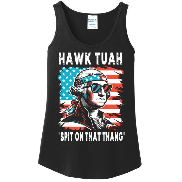 Hawk Tush Spit On That Thing Funny Georg Washington July 4th Ladies Essential Tank