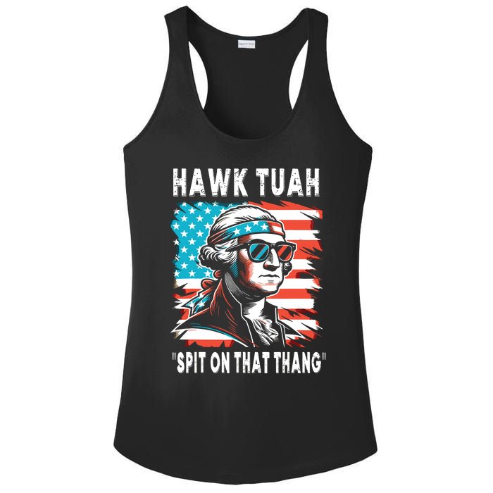 Hawk Tush Spit On That Thing Funny Georg Washington July 4th Ladies PosiCharge Competitor Racerback Tank