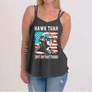 Hawk Tush Spit On That Thing Funny Georg Washington July 4th Women's Strappy Tank