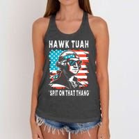 Hawk Tush Spit On That Thing Funny Georg Washington July 4th Women's Knotted Racerback Tank