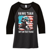 Hawk Tush Spit On That Thing Funny Georg Washington July 4th Women's Tri-Blend 3/4-Sleeve Raglan Shirt