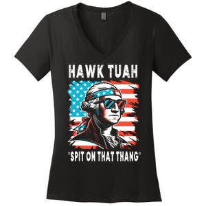 Hawk Tush Spit On That Thing Funny Georg Washington July 4th Women's V-Neck T-Shirt