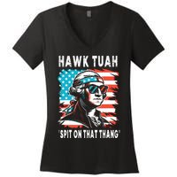 Hawk Tush Spit On That Thing Funny Georg Washington July 4th Women's V-Neck T-Shirt