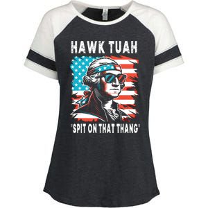 Hawk Tush Spit On That Thing Funny Georg Washington July 4th Enza Ladies Jersey Colorblock Tee