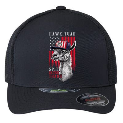 Hawk Tush Spit On That Thing Funny Llama July 4th Flexfit Unipanel Trucker Cap