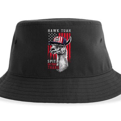 Hawk Tush Spit On That Thing Funny Llama July 4th Sustainable Bucket Hat