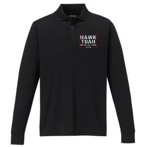 Hawk Tush Spit On That Thang Hawk Tuah Performance Long Sleeve Polo