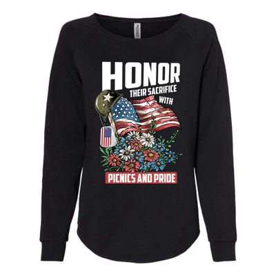 Honor Their Sacrifice With Picnic And Pride Memorial Day Usa Gift Womens California Wash Sweatshirt