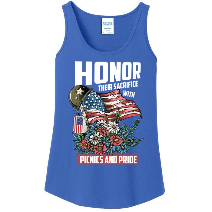 Honor Their Sacrifice With Picnic And Pride Memorial Day Usa Gift Ladies Essential Tank