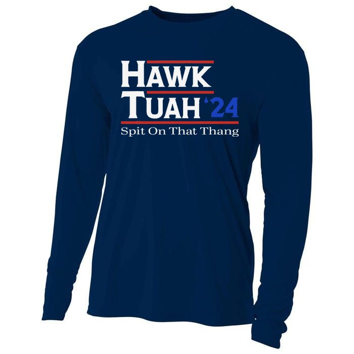 Hawk Tush Spit On That Thang Viral Election Parody Cooling Performance Long Sleeve Crew