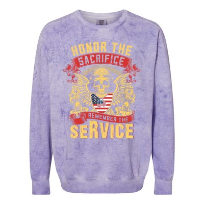 Honor The Sacrifice Remember The Service Proud Soldier Lover Gift Colorblast Crewneck Sweatshirt