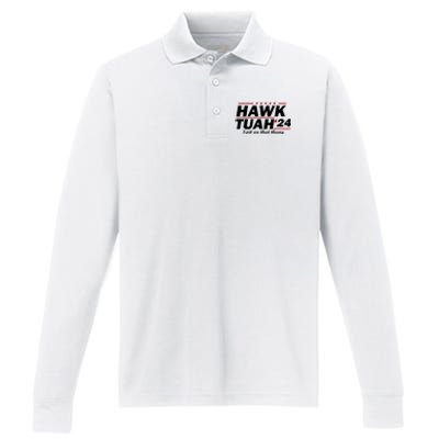 Hawk Tush Spit On That Thing Parody Presidential Candidate Gift Performance Long Sleeve Polo