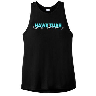 Hawk Tuah Spit On That Thang Ladies PosiCharge Tri-Blend Wicking Tank