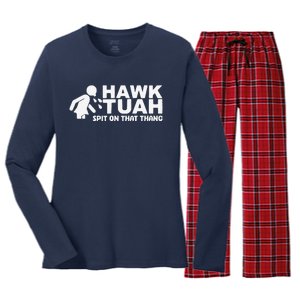 Hawk Tush Spit On That Thang Viral Election Parody Women's Long Sleeve Flannel Pajama Set 