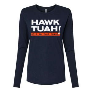 Hawk Tuah Spit On That That Thang Adult Humor Iykyk Womens Cotton Relaxed Long Sleeve T-Shirt