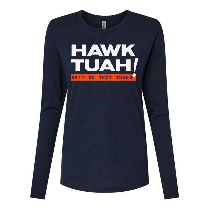 Hawk Tuah Spit On That That Thang Adult Humor Iykyk Womens Cotton Relaxed Long Sleeve T-Shirt