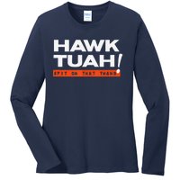 Hawk Tuah Spit On That That Thang Adult Humor Iykyk Ladies Long Sleeve Shirt