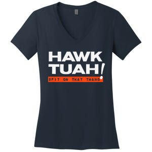 Hawk Tuah Spit On That That Thang Adult Humor Iykyk Women's V-Neck T-Shirt