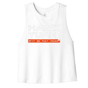 Hawk Tuah Spit On That That Thang Adult Humor Iykyk Women's Racerback Cropped Tank