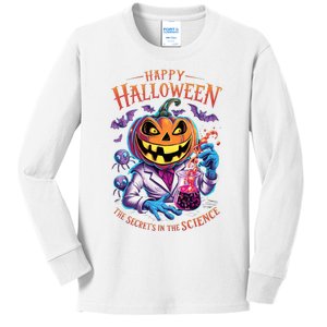 Halloween The Secret’S In The Science Teacher Scientist Fun Kids Long Sleeve Shirt