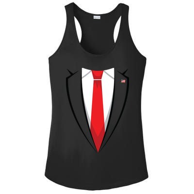 Halloween Trump Suit Us President Easy Costume Ladies PosiCharge Competitor Racerback Tank