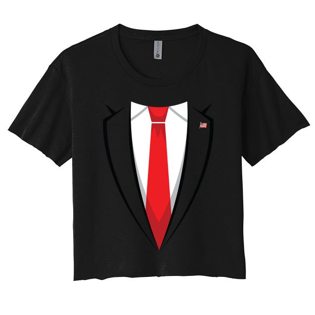 Halloween Trump Suit Us President Easy Costume Crop Top