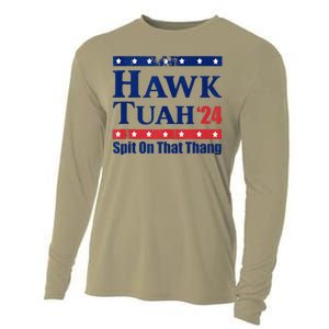 Hawk Tush Spit On That Thing Funny Viral Saying Cooling Performance Long Sleeve Crew