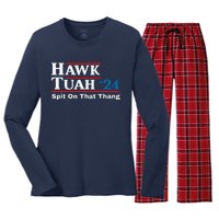 Hawk Tush Spit On That Thing Presidential Candidate Parody Women's Long Sleeve Flannel Pajama Set 