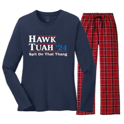 Hawk Tush Spit On That Thing Presidential Candidate Parody Women's Long Sleeve Flannel Pajama Set 