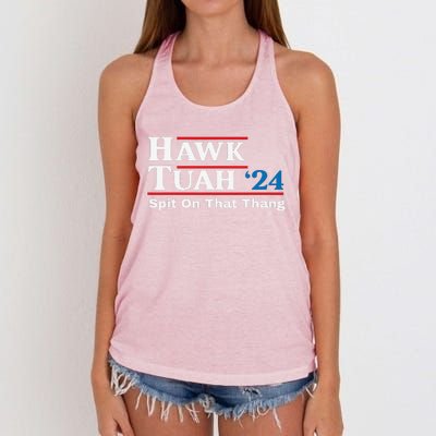 Hawk Tush Spit On That Thing Presidential Candidate Parody Women's Knotted Racerback Tank